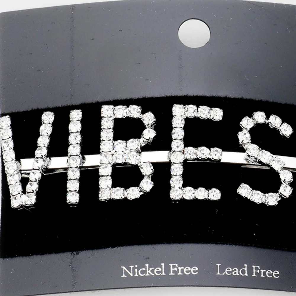 Clear Rhinestone Silver VIBES Bobby Pin